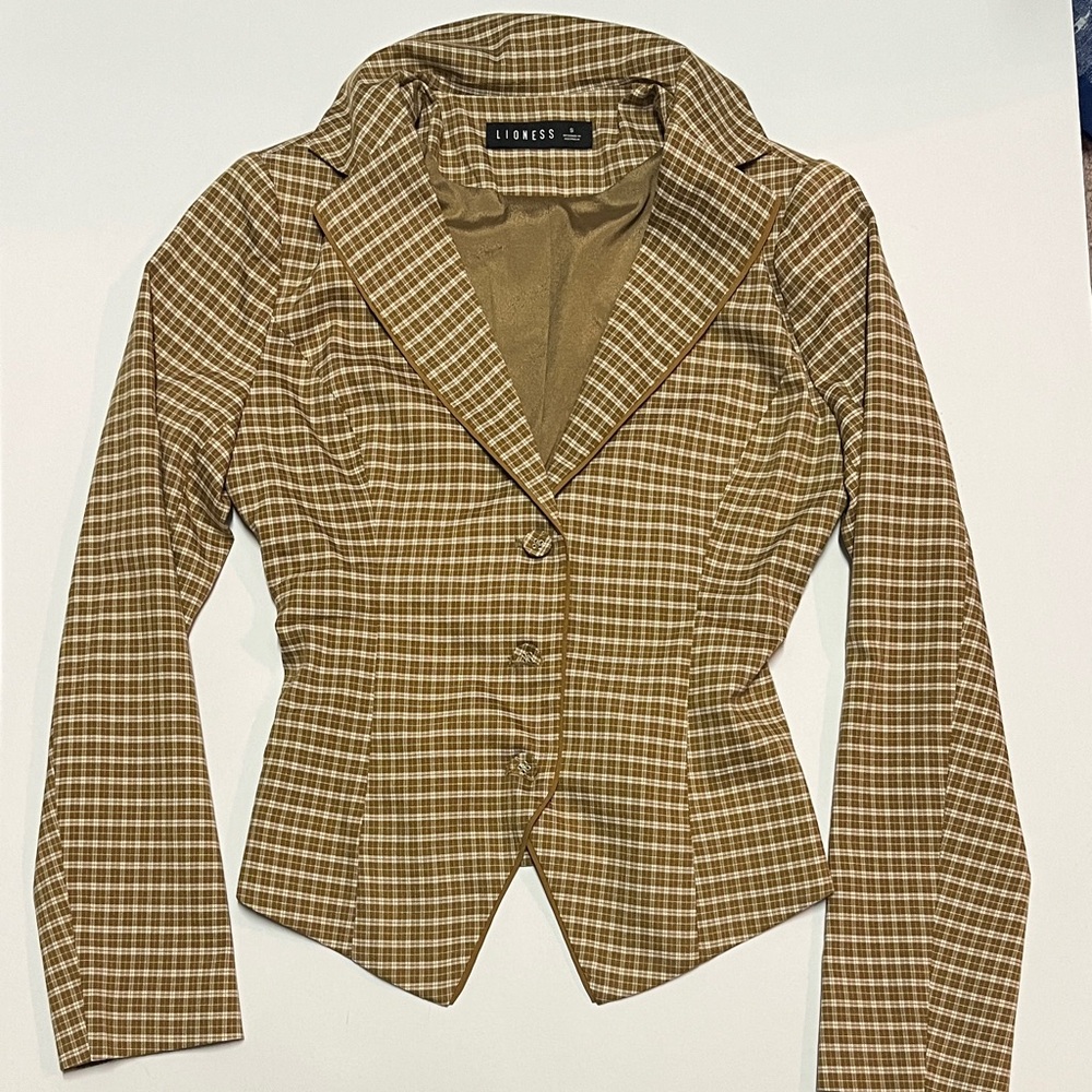 Lioness Tan Checkered Women's Blazer